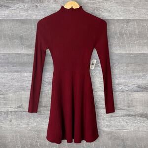 Blu Pepper Mock Neck Fit & Flare Long Sleeve Sweater Dress Juniors M Burgundy